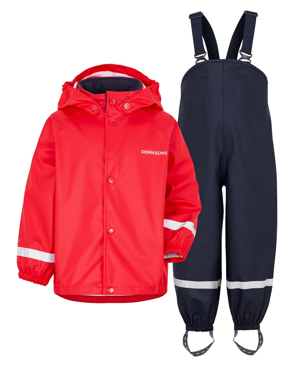 Flag Red coloured Didriksons Childrens Slaskeman Rain Set on white background 