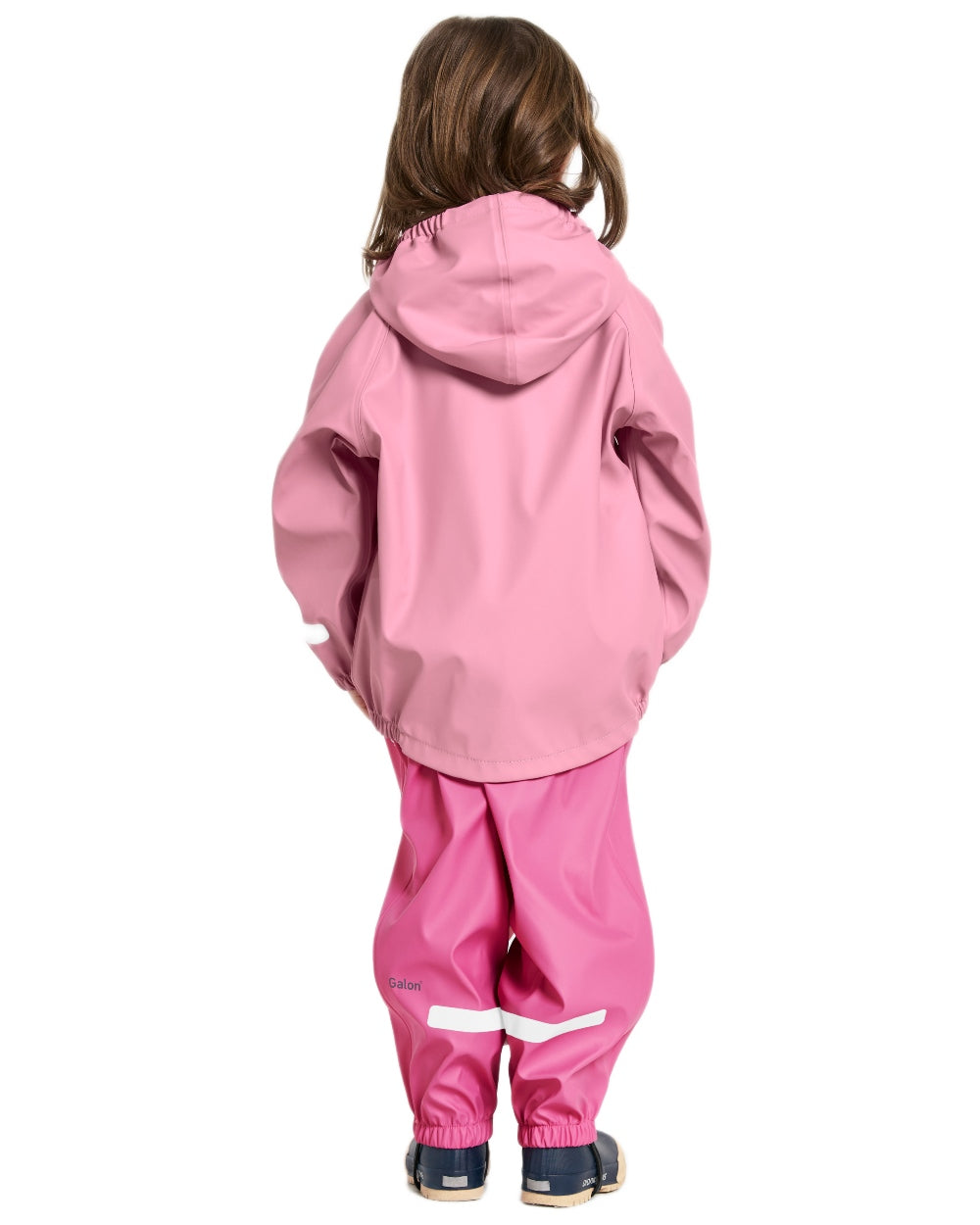 Light Heather Pink coloured Didriksons Childrens Slaskeman Rain Set on white background 