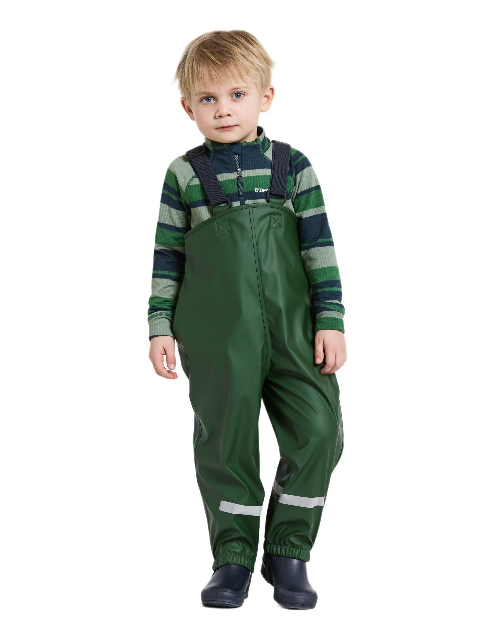 Light Moss coloured Didriksons Childrens Slaskeman Rain Set on white background 
