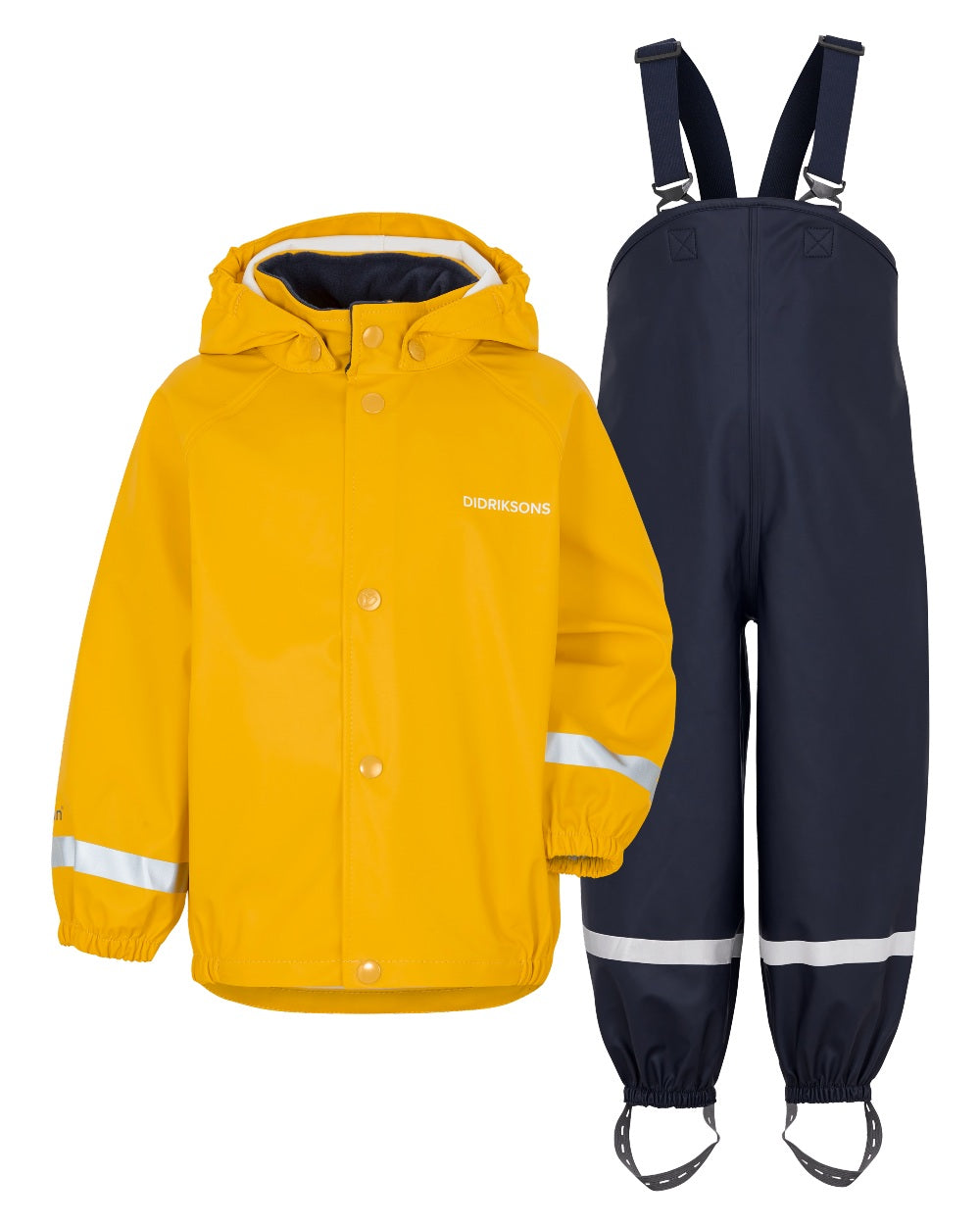 Oat Yellow coloured Didriksons Childrens Slaskeman Rain Set on white background 