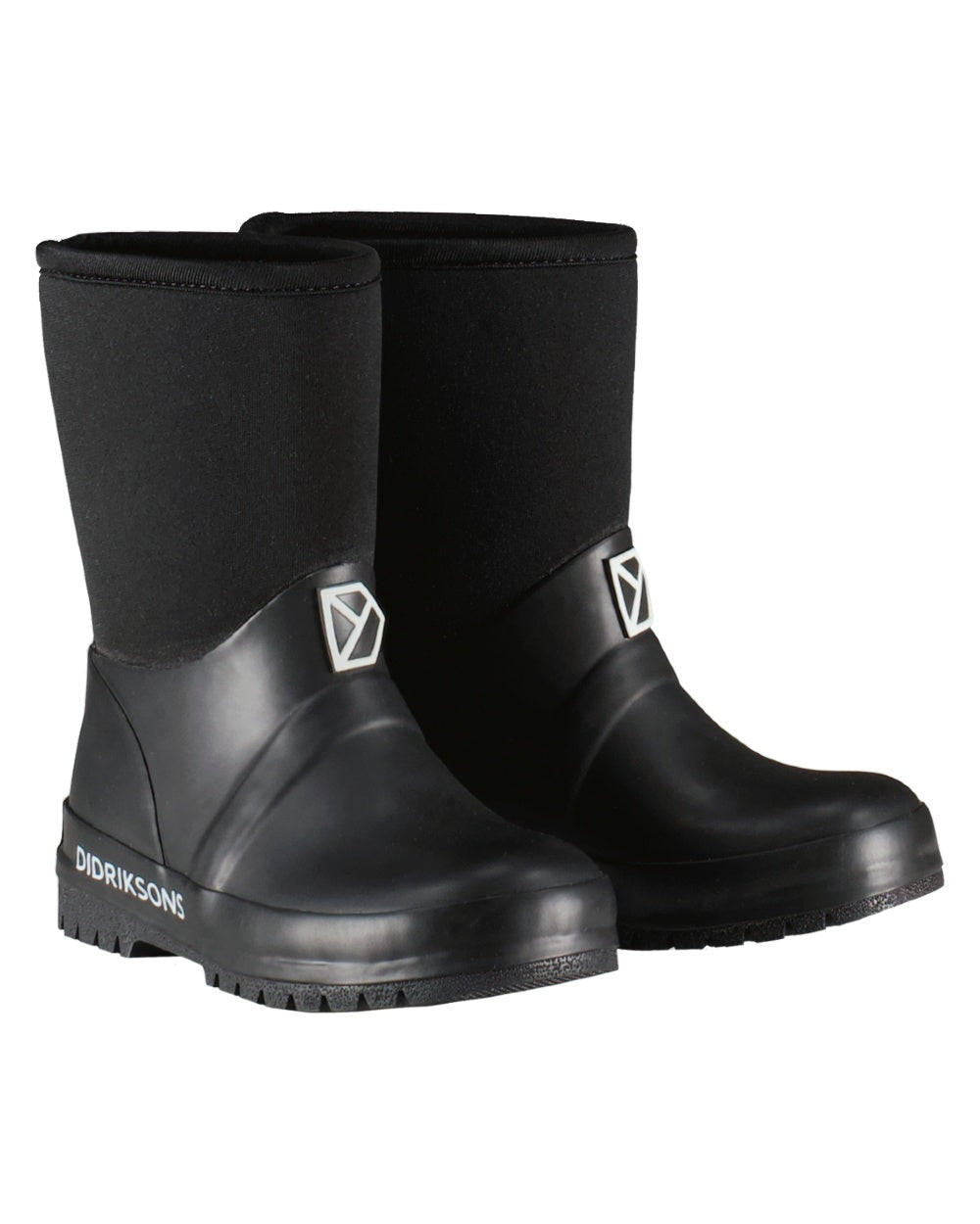 Black coloured Didriksons Childrens Tornado Neoprene Boots on white background 