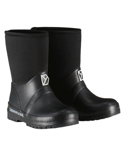 Black coloured Didriksons Childrens Tornado Neoprene Boots on white background 