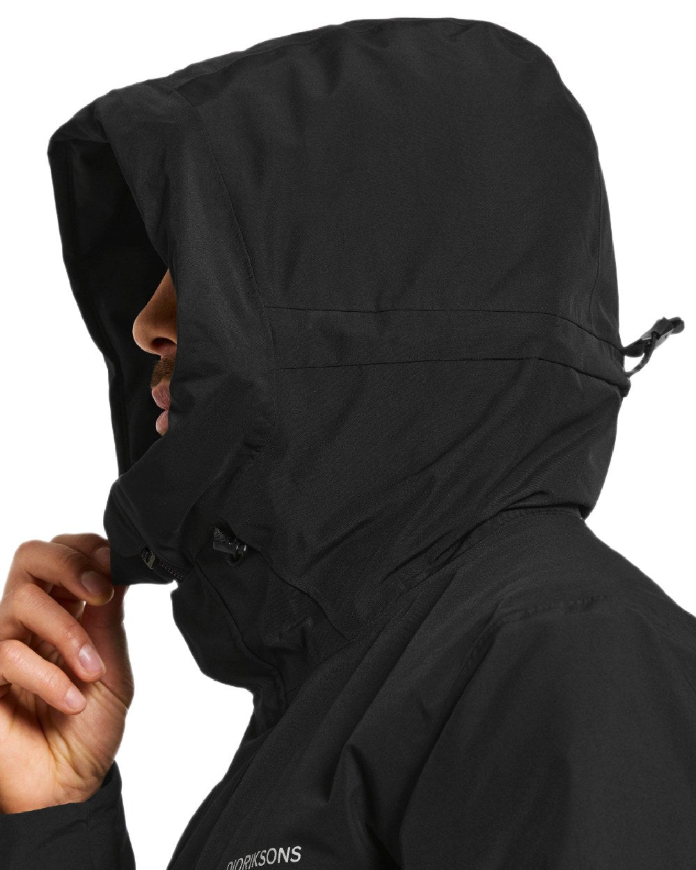 Black Coloured Didriksons Drew Parka on white background 