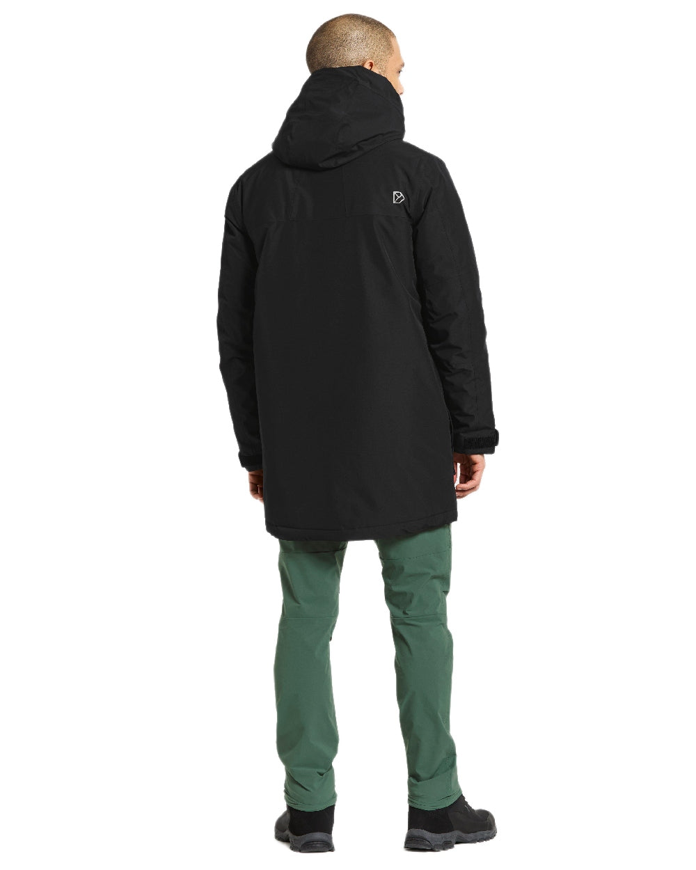 Black Coloured Didriksons Drew Parka on white background 
