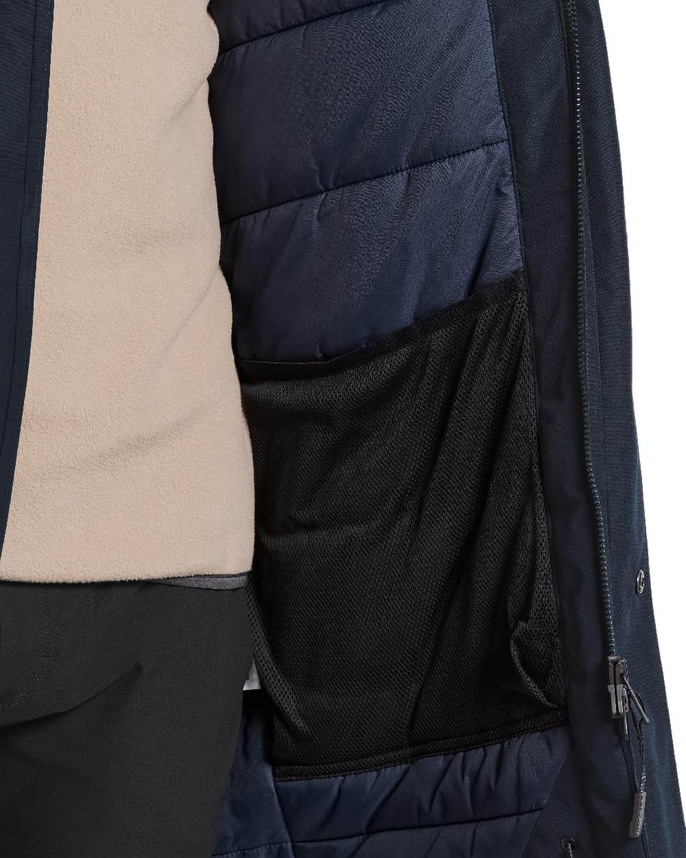 Dark Night Blue Coloured Didriksons Drew Parka on white background 
