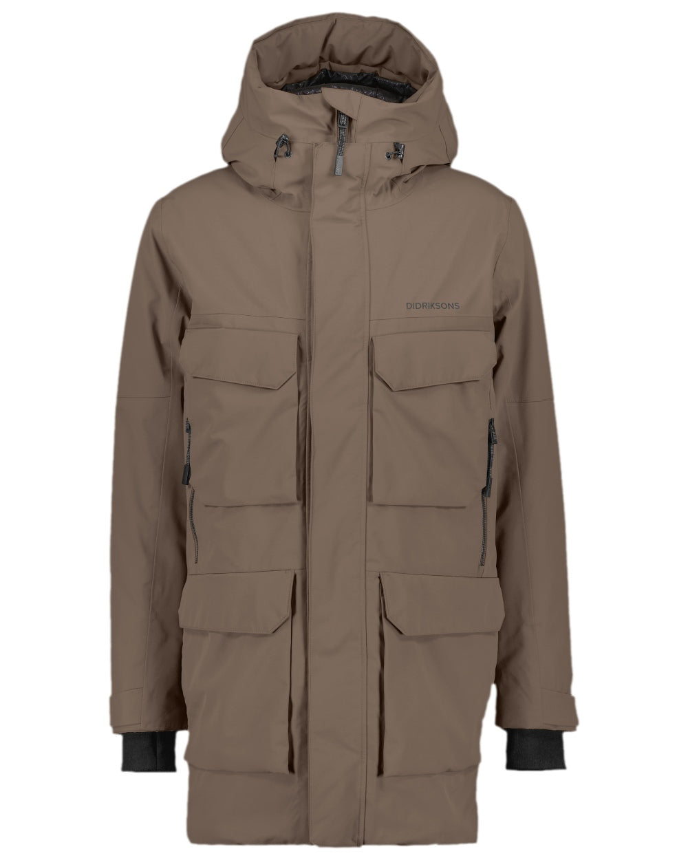 Mocha Brown Coloured Didriksons Drew Parka on white background 