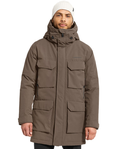 Mocha Brown Coloured Didriksons Drew Parka on white background 