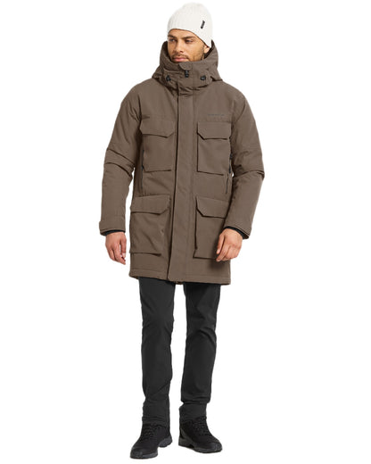 Mocha Brown Coloured Didriksons Drew Parka on white background 