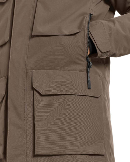 Mocha Brown Coloured Didriksons Drew Parka on white background 