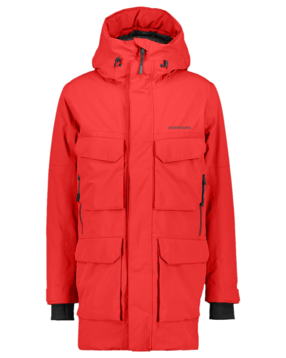 Pomme Red Coloured Didriksons Drew Parka on white background 