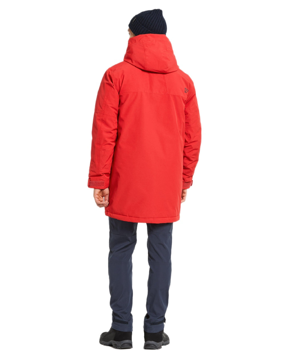 Pomme Red Coloured Didriksons Drew Parka on white background 