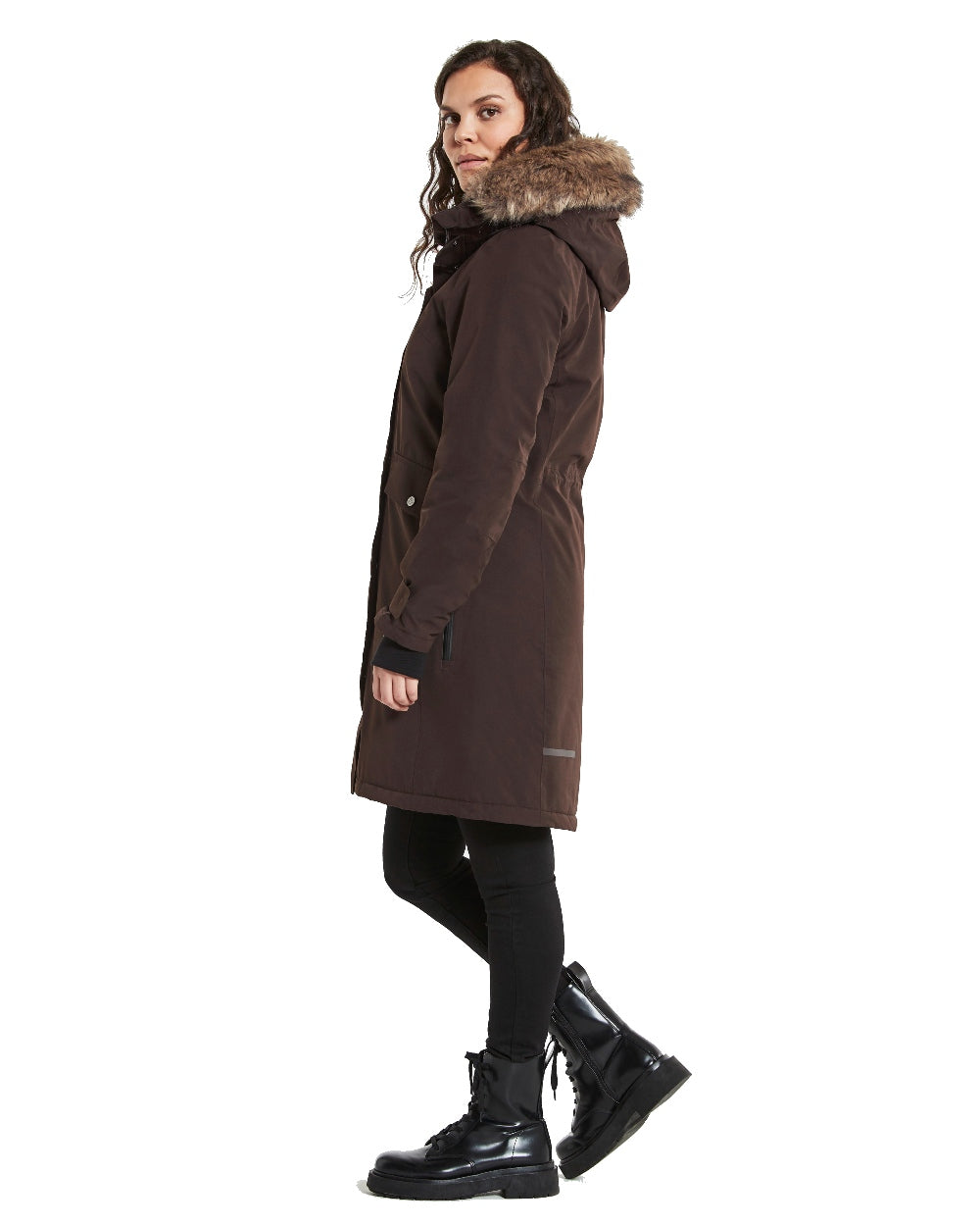 Chocolate Brown Coloured Didriksons Erika Ladies Padded Waterproof Parka 3 On A White Background 