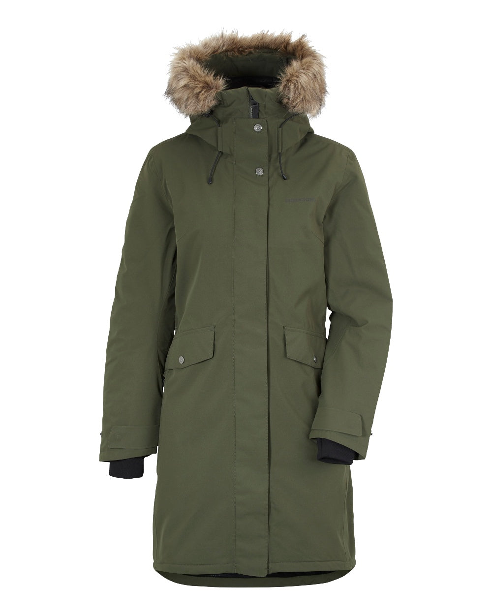 Deep Green Coloured Didriksons Erika Ladies Padded Waterproof Parka 3 On A White Background 