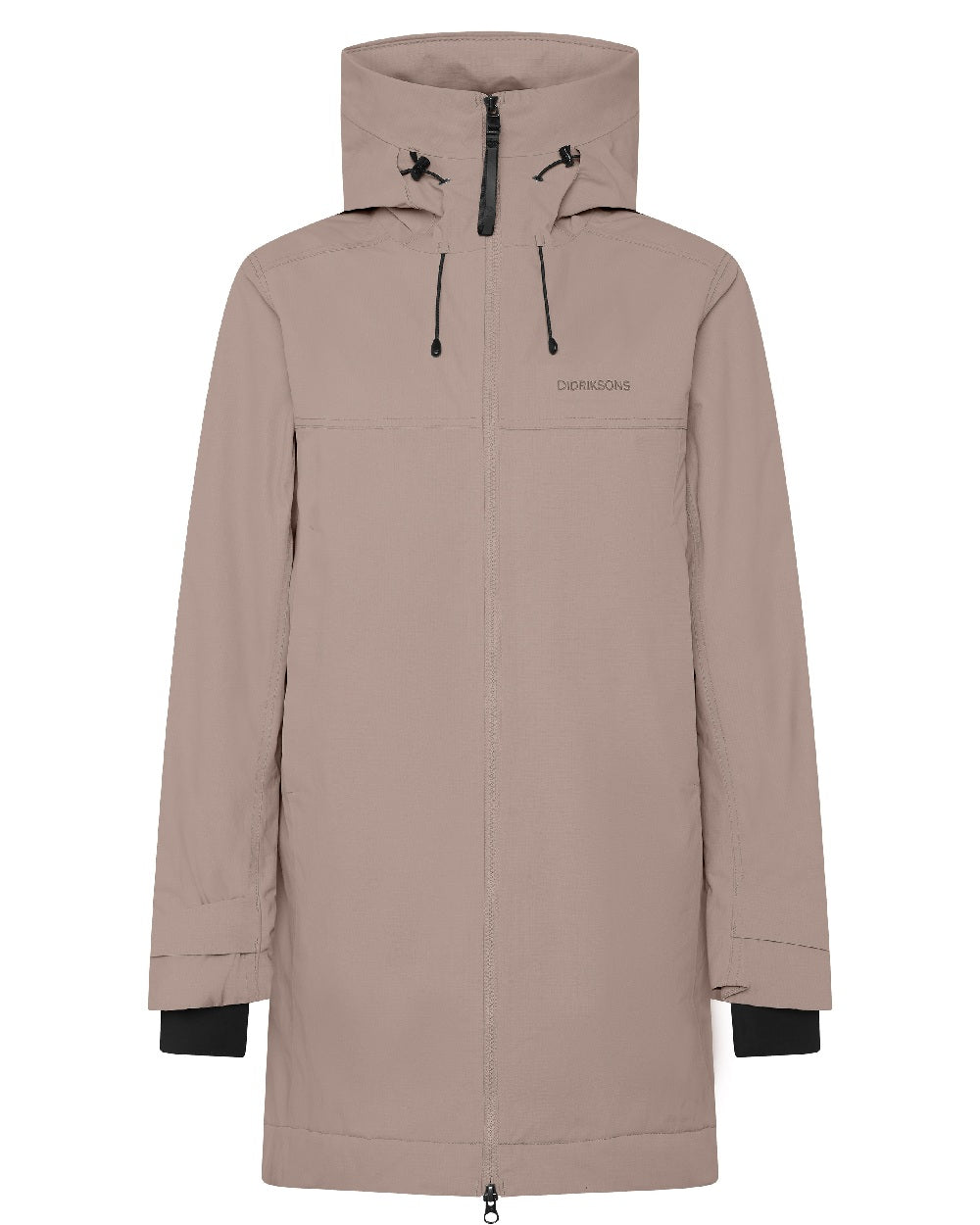 Ash Brown coloured Didriksons Eris Womens Parka on white background 