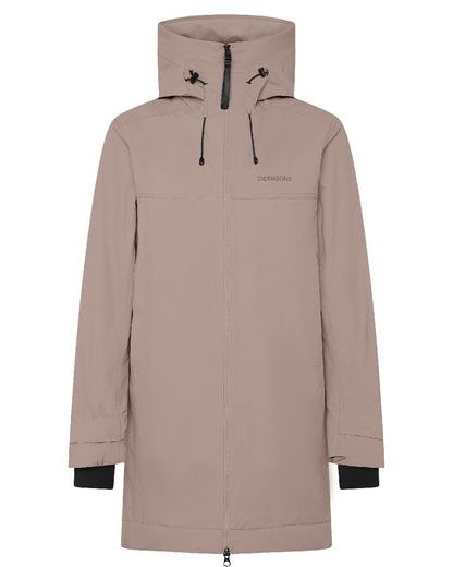 Ash Brown coloured Didriksons Eris Womens Parka on white background 