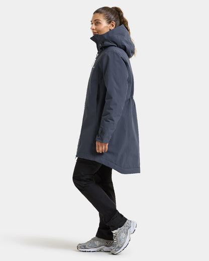 Sleepy Blue coloured Didriksons Eris Womens Parka on white background 