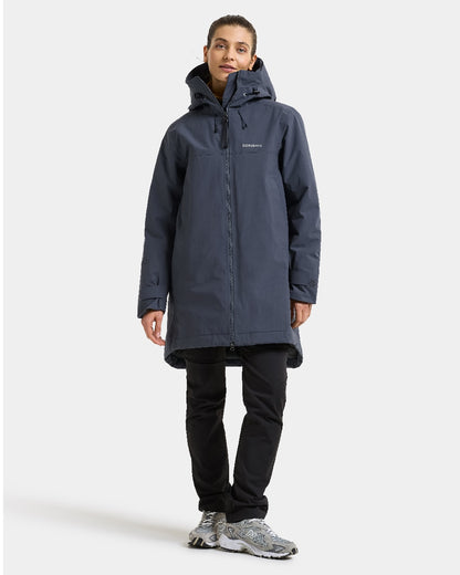 Sleepy Blue coloured Didriksons Eris Womens Parka on white background 