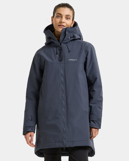 Sleepy Blue coloured Didriksons Eris Womens Parka on white background 