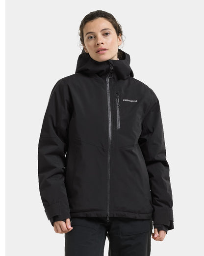 Black coloured Didriksons Fiora Womens Jacket on white background 
