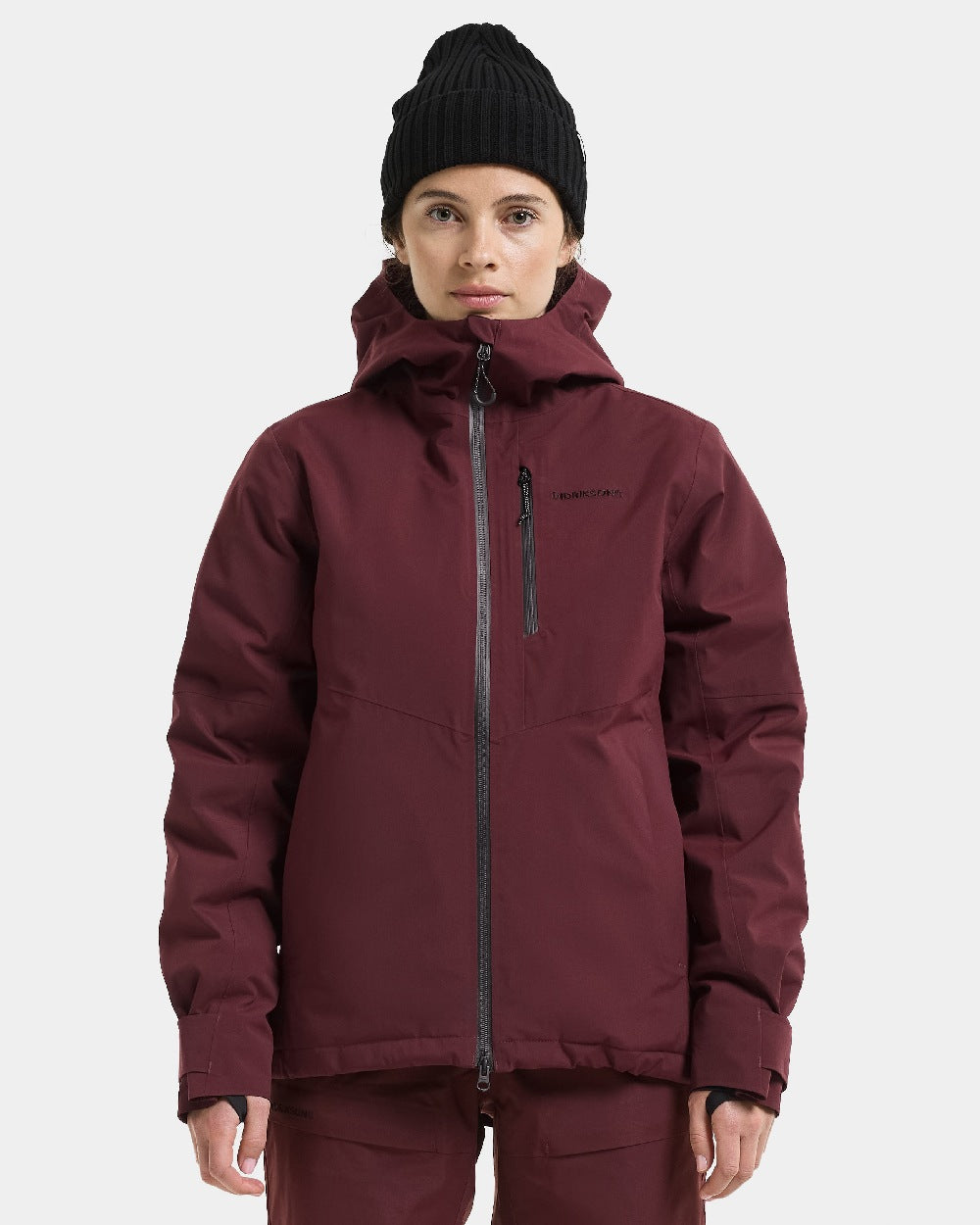 Old Rust coloured Didriksons Fiora Womens Jacket on white background 
