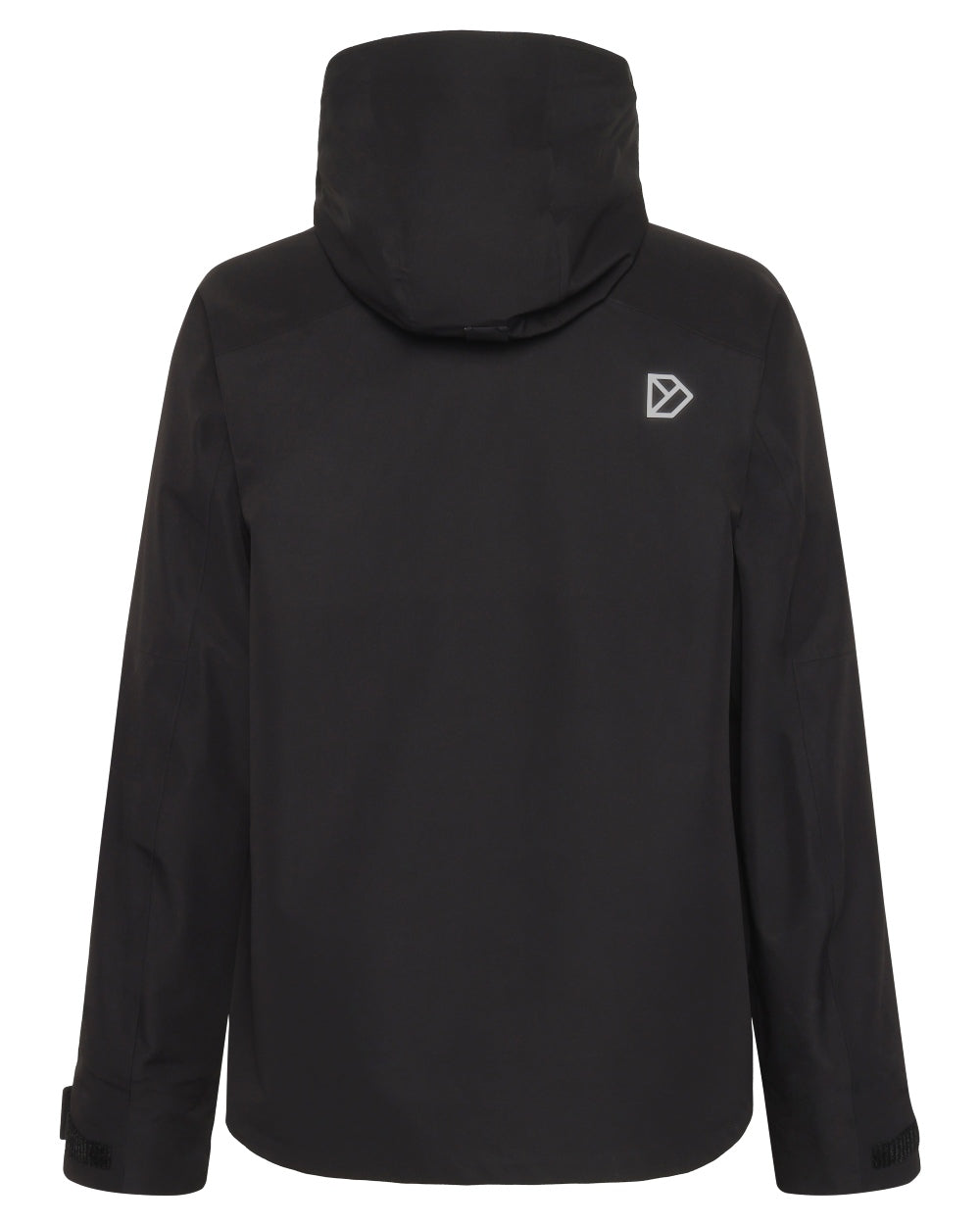 Black coloured Didriksons Fractus Waterproof Jacket on white background 