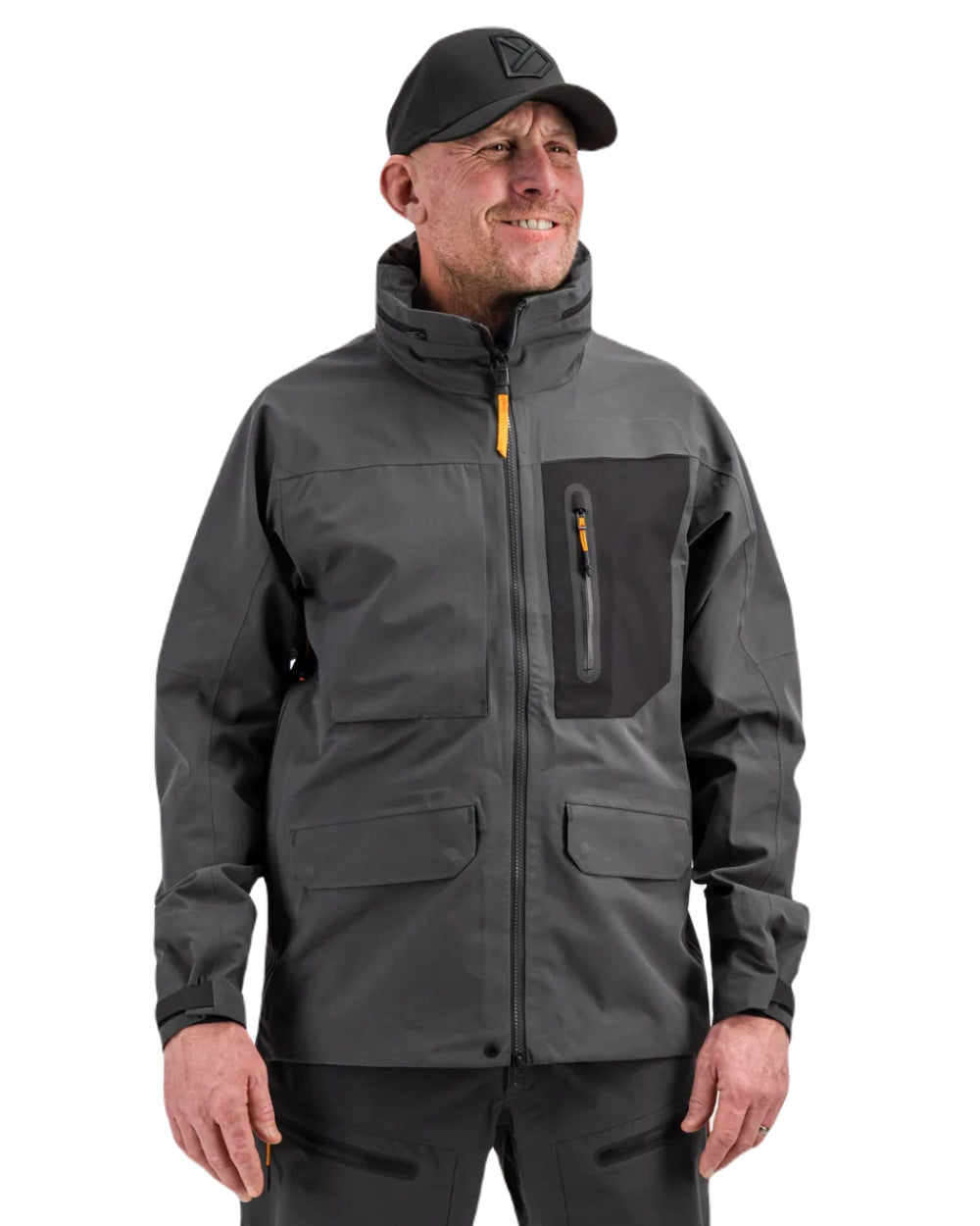 Coal Black coloured Didriksons Fractus Waterproof Jacket on white background 