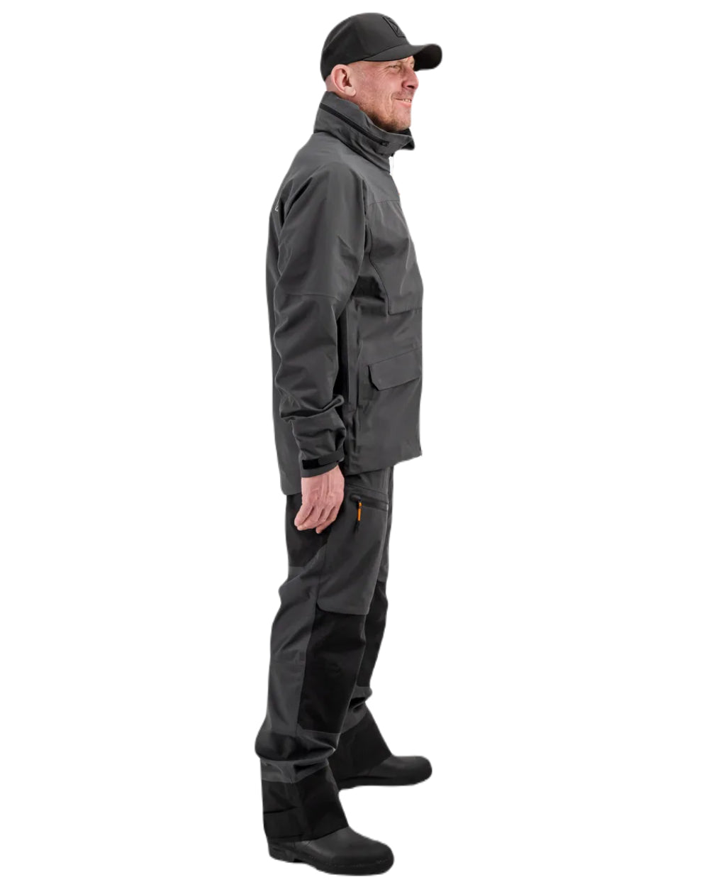 Coal Black coloured Didriksons Fractus Waterproof Jacket on white background 