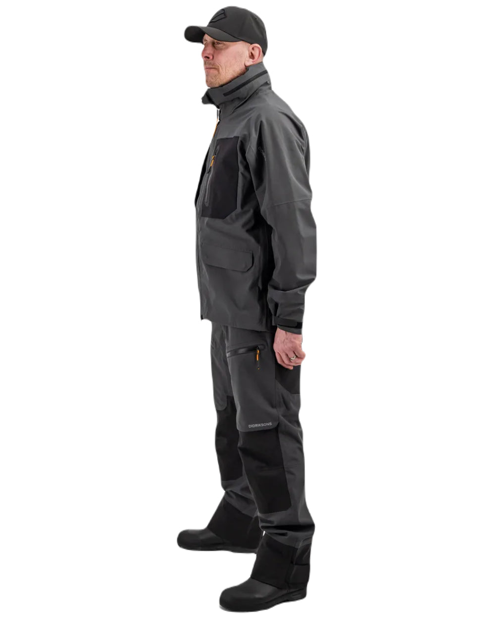 Coal Black coloured Didriksons Fractus Waterproof Jacket on white background 