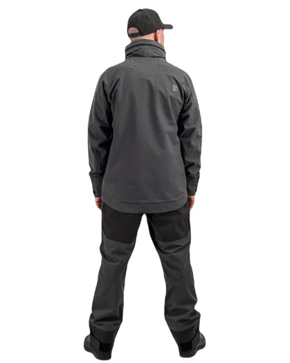 Coal Black coloured Didriksons Fractus Waterproof Jacket on white background 