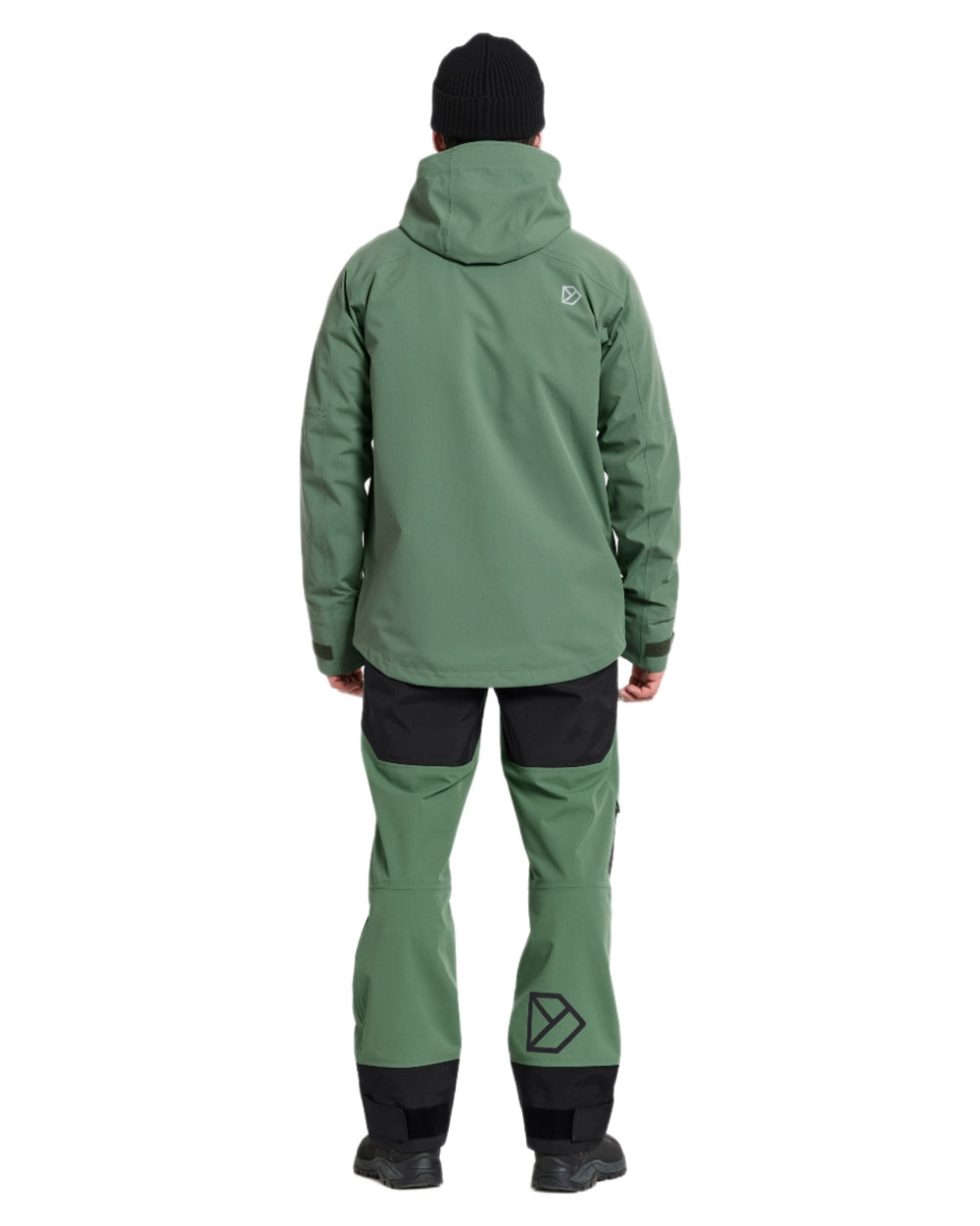 Dark Moss coloured Didriksons Fractus Waterproof Jacket on white background 