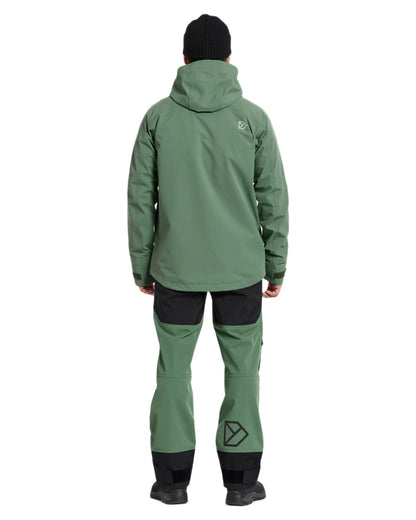 Dark Moss coloured Didriksons Fractus Waterproof Jacket on white background 