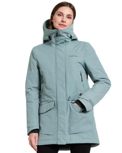 Factory Blue coloured Didriksons Frida Womens Parka 7 on white background 