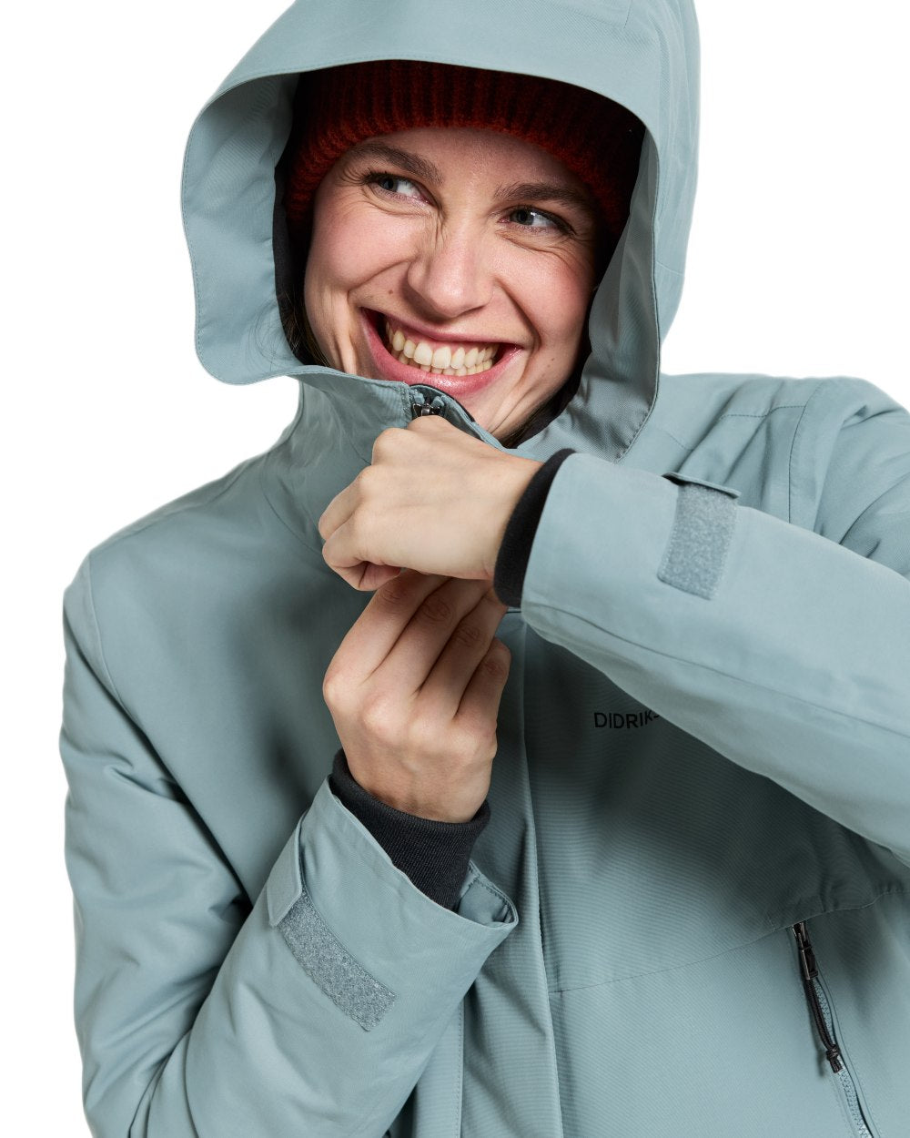 Factory Blue coloured Didriksons Frida Womens Parka 7 on white background 