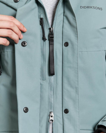 Factory Blue coloured Didriksons Frida Womens Parka 7 on white background 