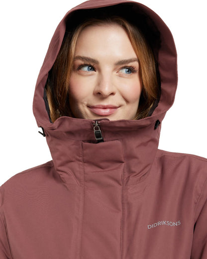 Old Rust coloured Didriksons Frida Womens Parka 7 on white background 