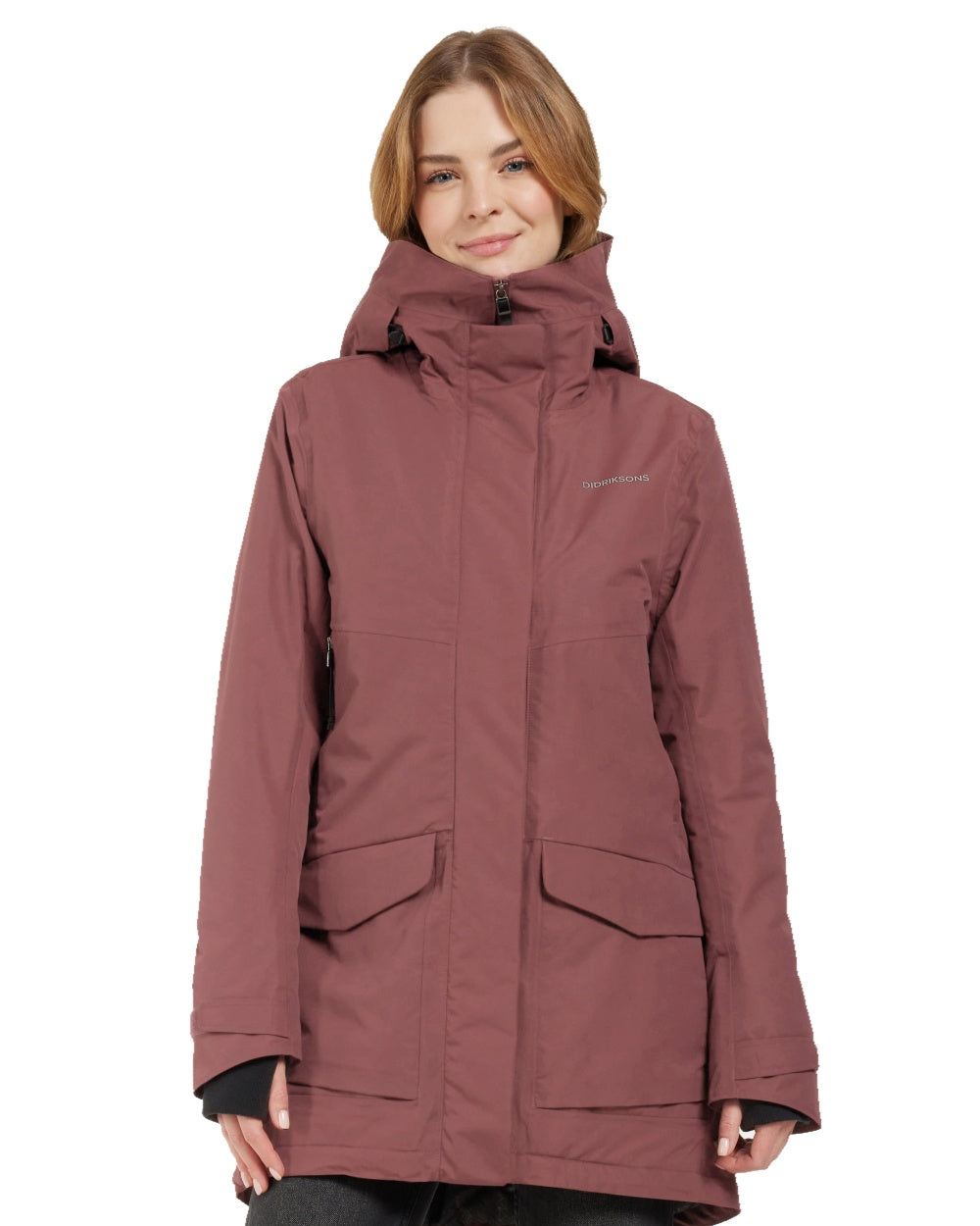 Old Rust coloured Didriksons Frida Womens Parka 7 on white background 