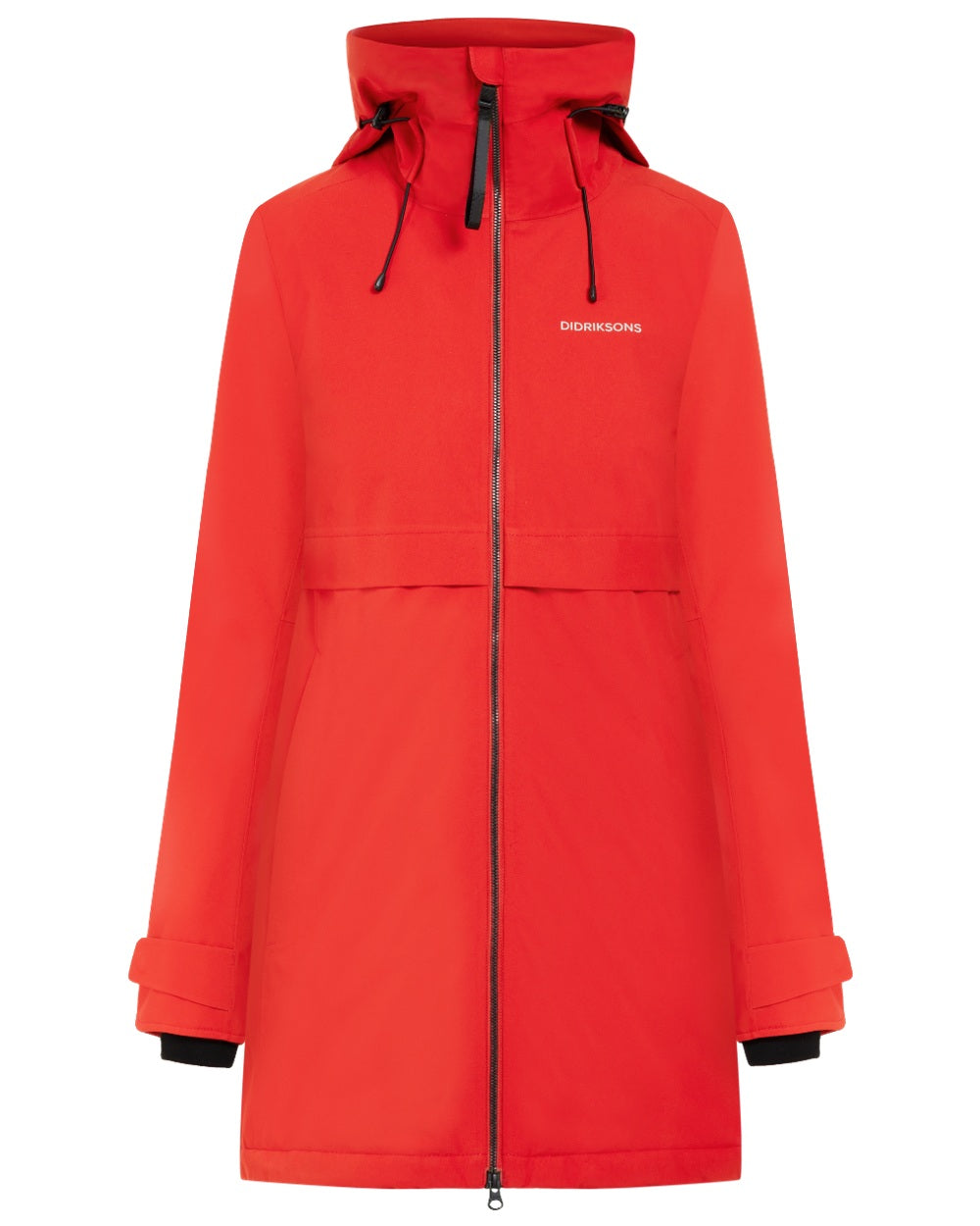 Pomme Red coloured Didriksons Helle Ladies Parka 5 on white background 