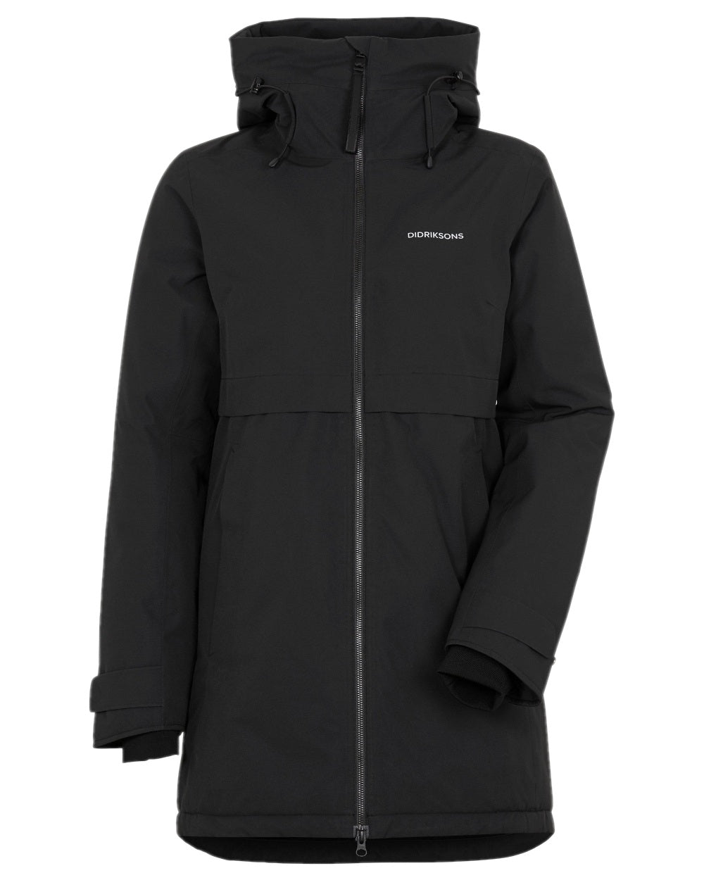 Black Coloured Didriksons Helle Ladies Parka 6 on white background 