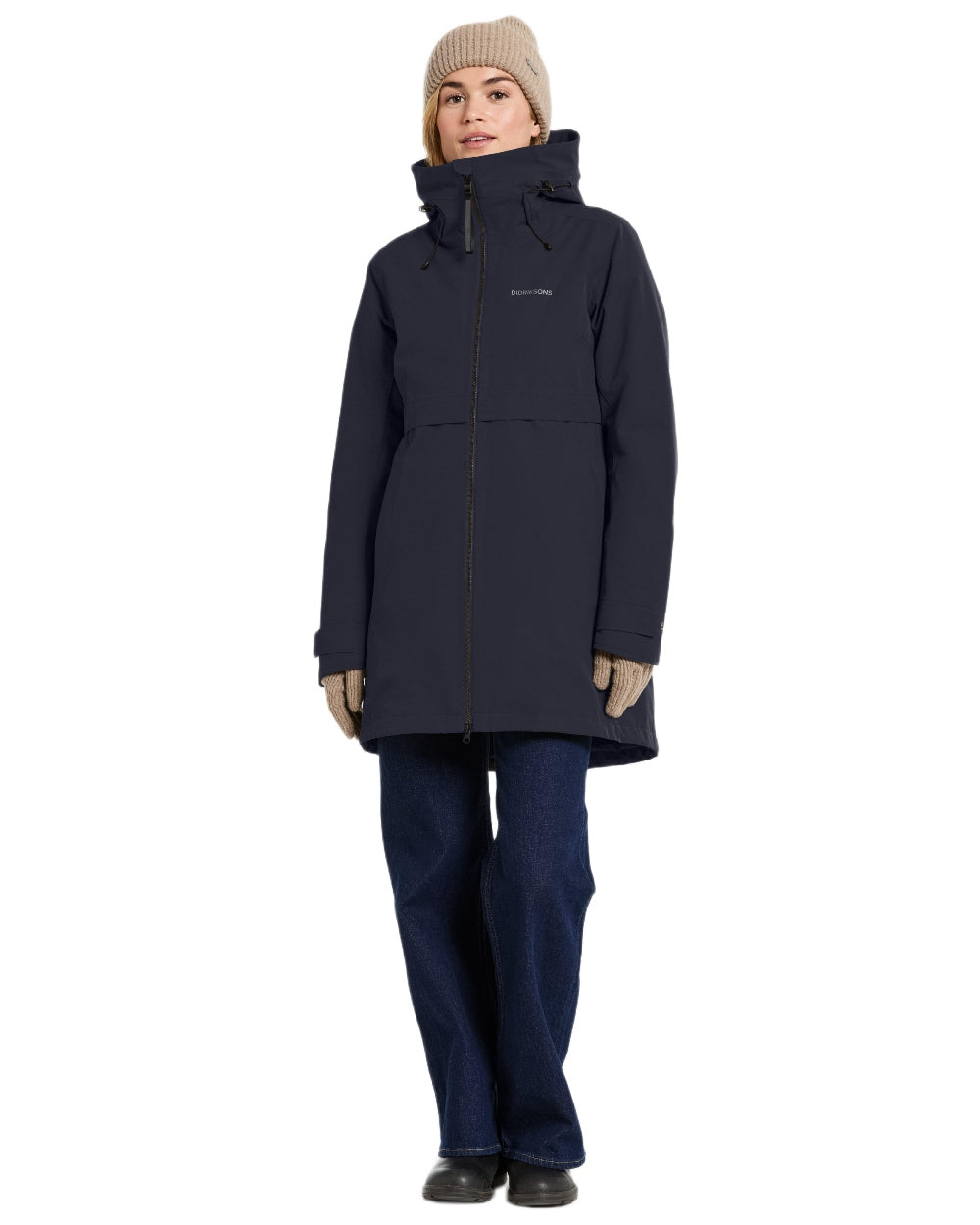 Dark Night Blue Coloured Didriksons Helle Ladies Parka 6 on white background 