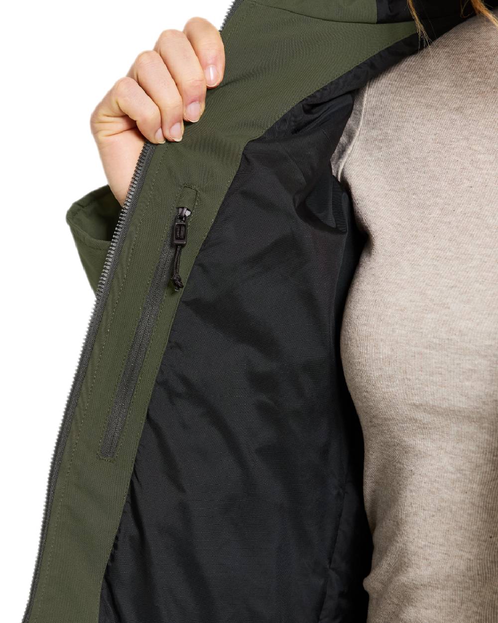 Deep Green Coloured Didriksons Helle Ladies Parka 6 on white background 
