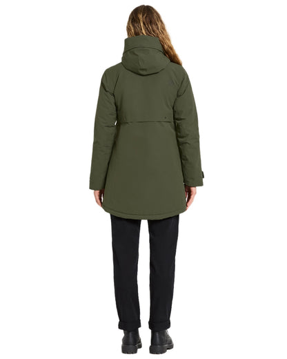 Deep Green Coloured Didriksons Helle Ladies Parka 6 on white background 