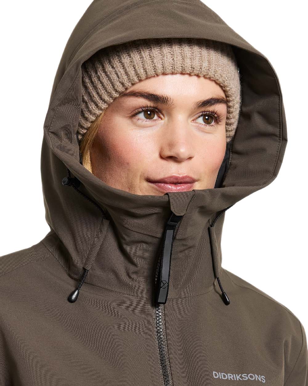 Mocha Brown Coloured Didriksons Helle Ladies Parka 6 on white background 