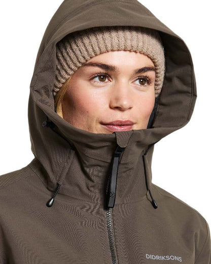 Mocha Brown Coloured Didriksons Helle Ladies Parka 6 on white background 