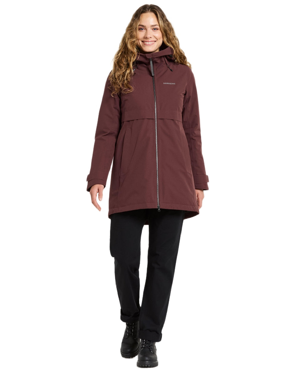 Old Rust Coloured Didriksons Helle Ladies Parka 6 on white background 