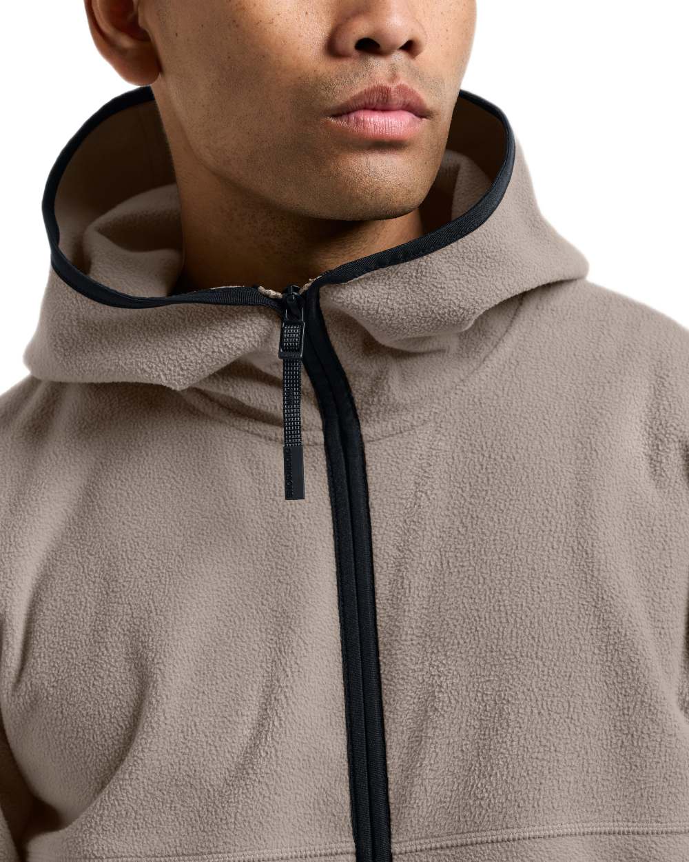 Ash Brown coloured Didriksons Helmit Windproof Full Zip Fleece on white background 