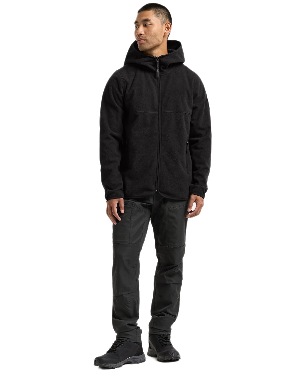 Black coloured Didriksons Helmit Windproof Full Zip Fleece on white background 