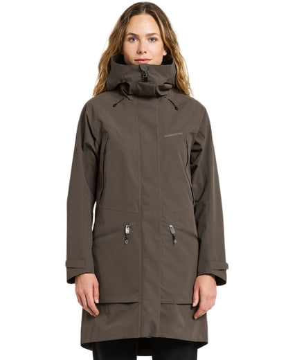 Mocha Brown Coloured Didriksons Ilma Womens Waterproof Parka 8 on White Background
