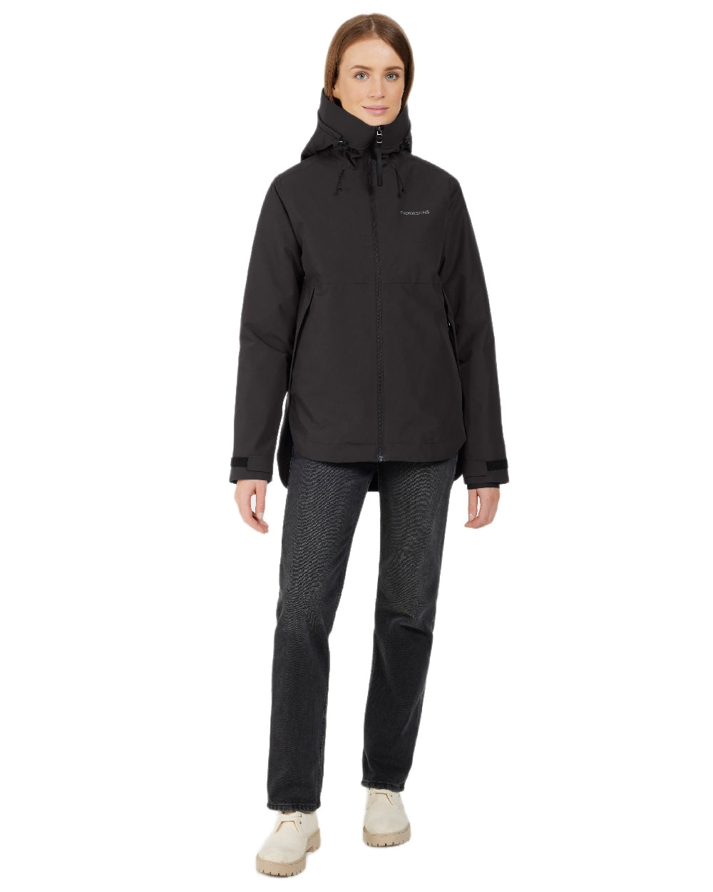 Black Coloured Didriksons Jennie Womens Jacket on white background  