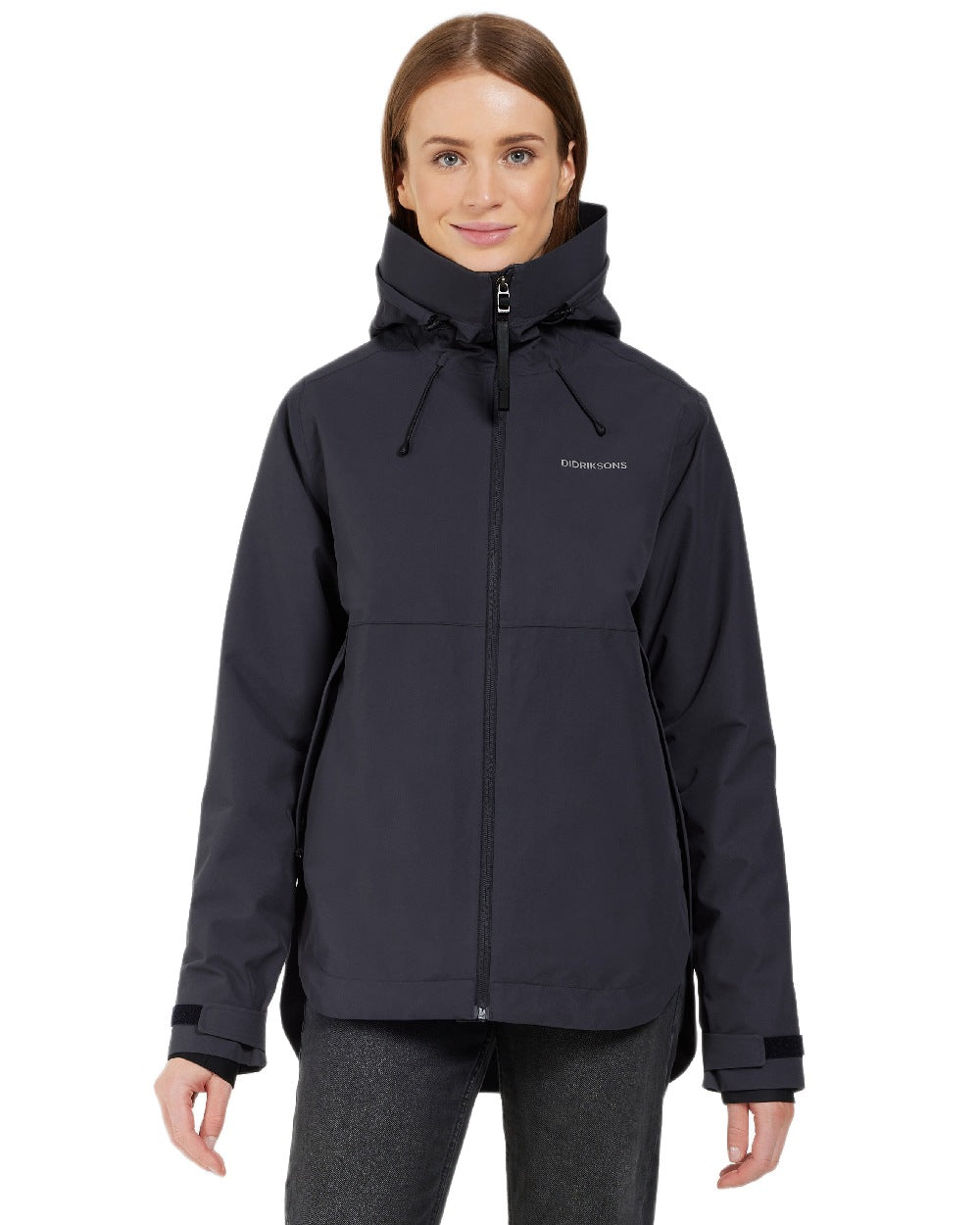 Dark Night Blue Coloured Didriksons Jennie Womens Jacket on white background  