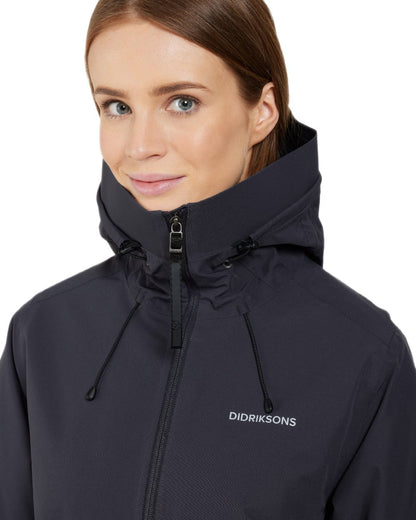 Dark Night Blue Coloured Didriksons Jennie Womens Jacket on white background  